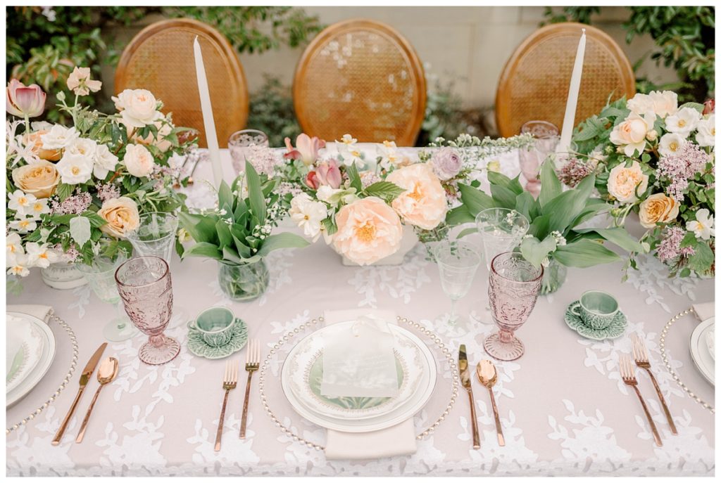 Spring inspired table setting from Greencrest Manor Wedding