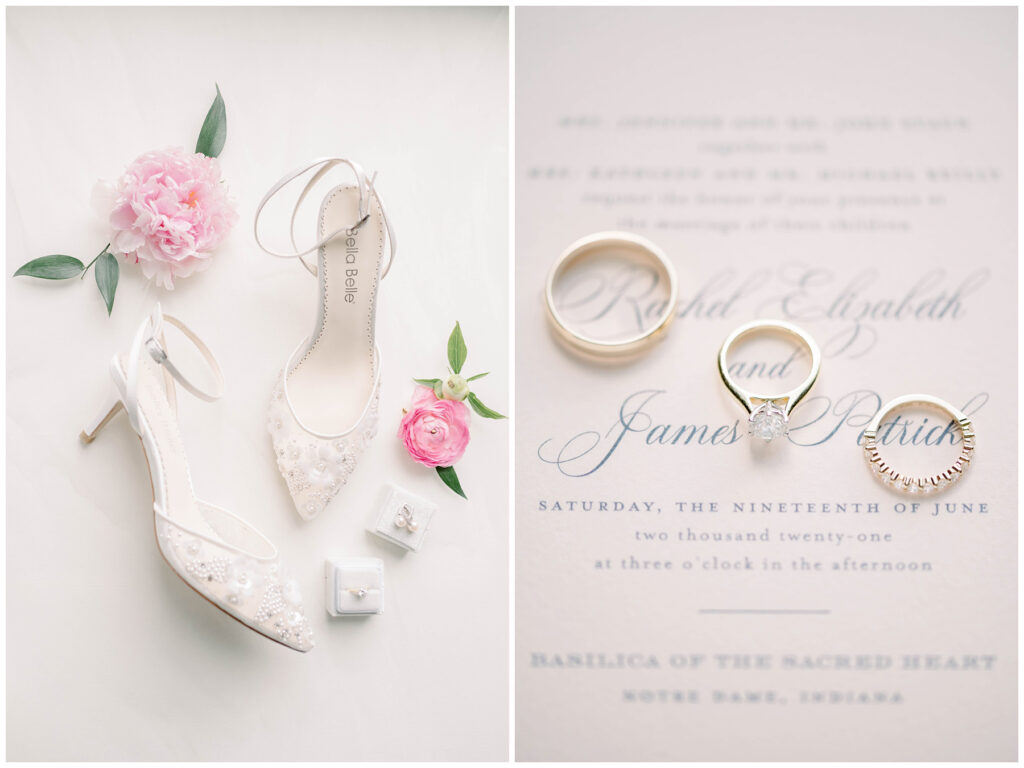 Bella Belle Shoes and Rings on Invitations