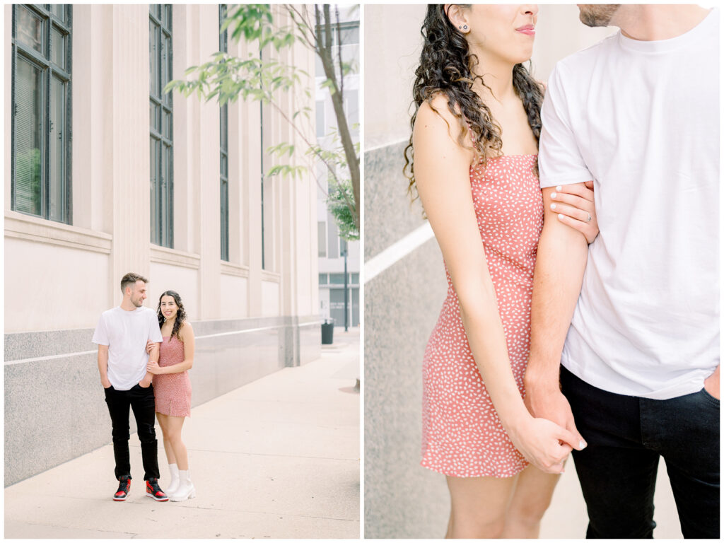 Couple in Downtown South Bend for Engagement Photos