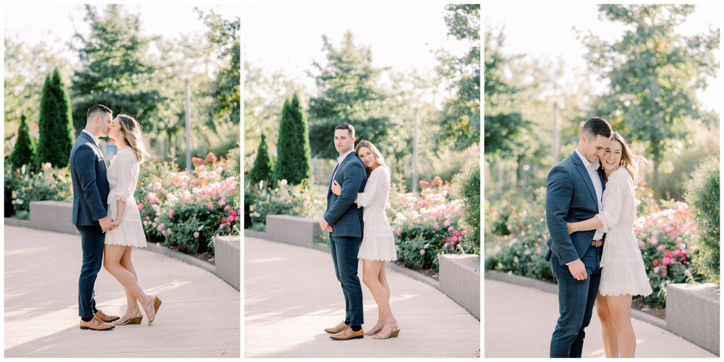 rose garden smale riverfront park navy and white engagement session 