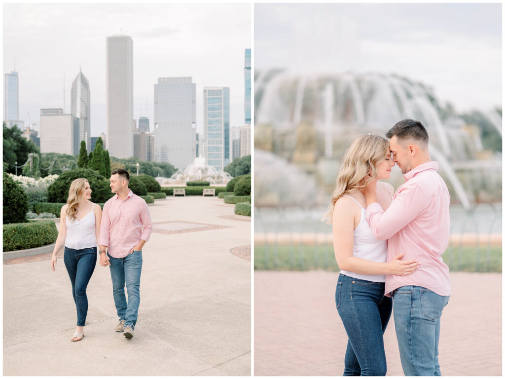 buckingham fountain chicago il engagement session photograph