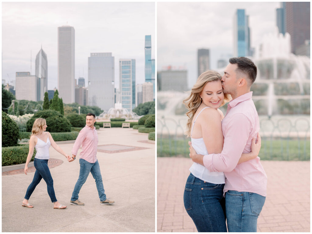 buckingham fountain chicago il engagement session photographs