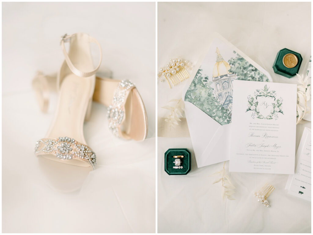 tropical black tie wedding at notre dame stationary and shoes