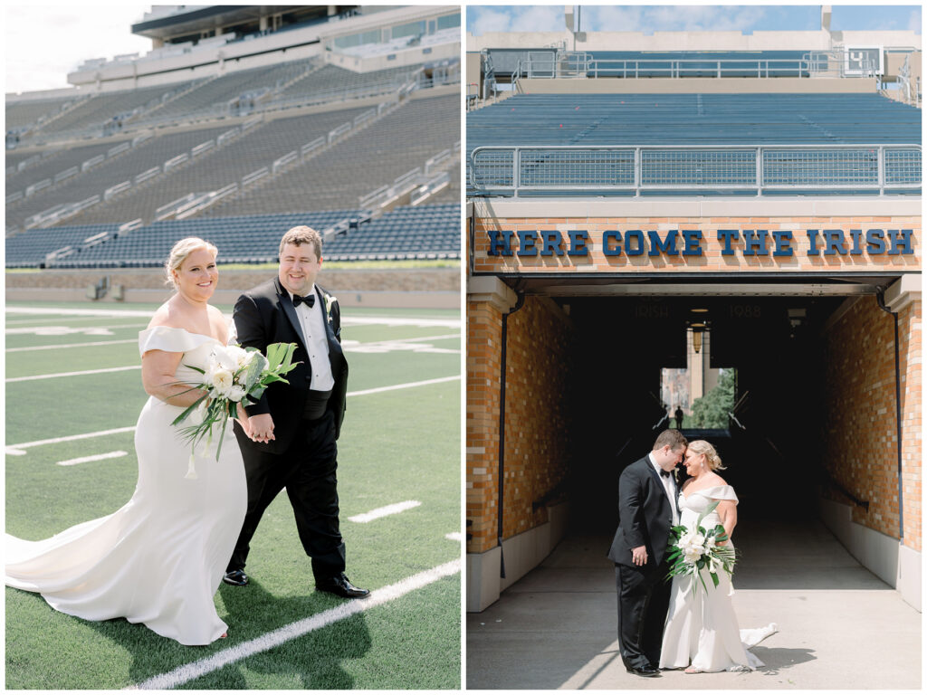Notre Dame stadium tunnel wedding photographs 