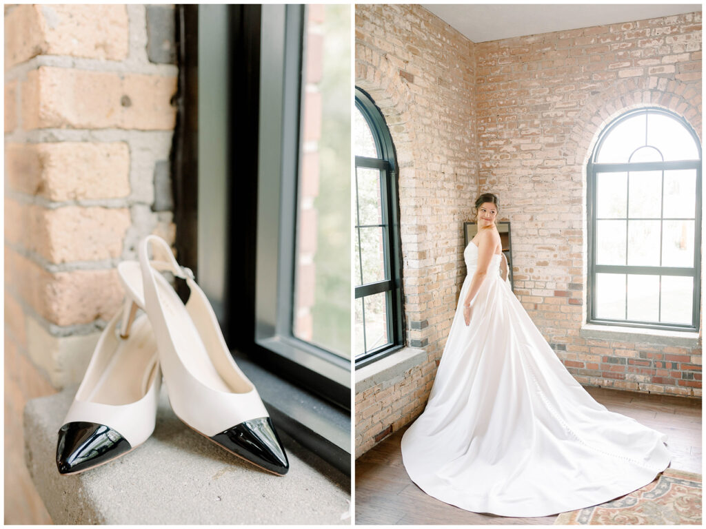 south bend vow renewal bride dress and shoes