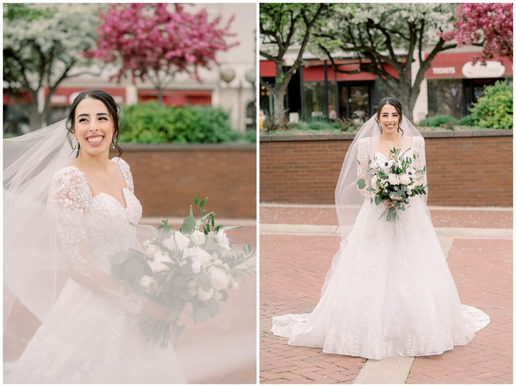 Long Sleeve White Wedding Dress, South Bend Wedding, Spring Wedding Florals