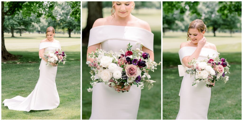 amsale wedding dress, classic white wedding dress, south bend wedding florist, LB Floristry 