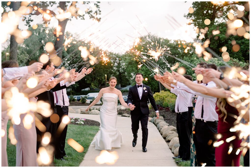 spring wedding at morris park country club south bend in, grand exit, sparkler exit 