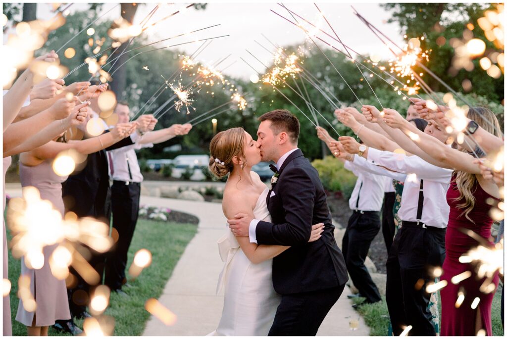spring wedding at morris park country club south bend in, sparkler exit, grand exit