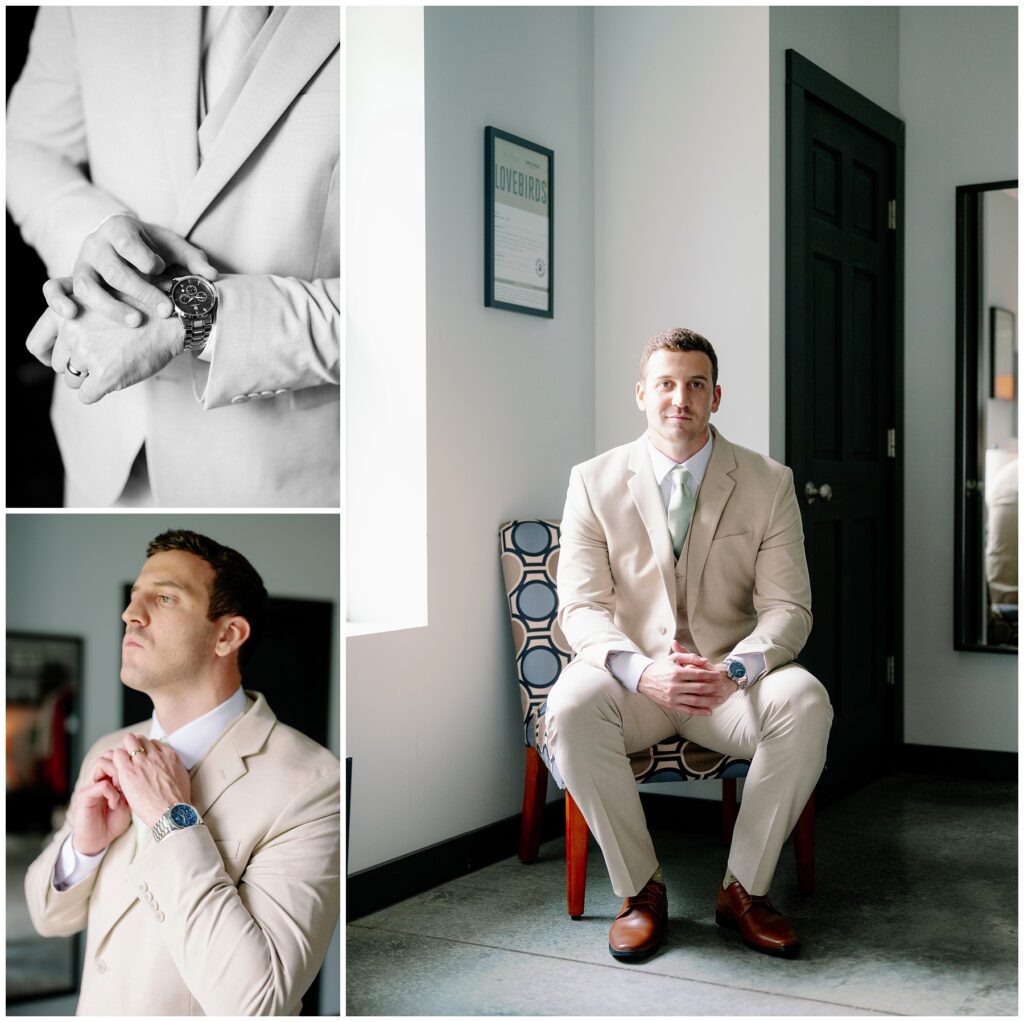 A groom gets ready for his fairytale wedding.