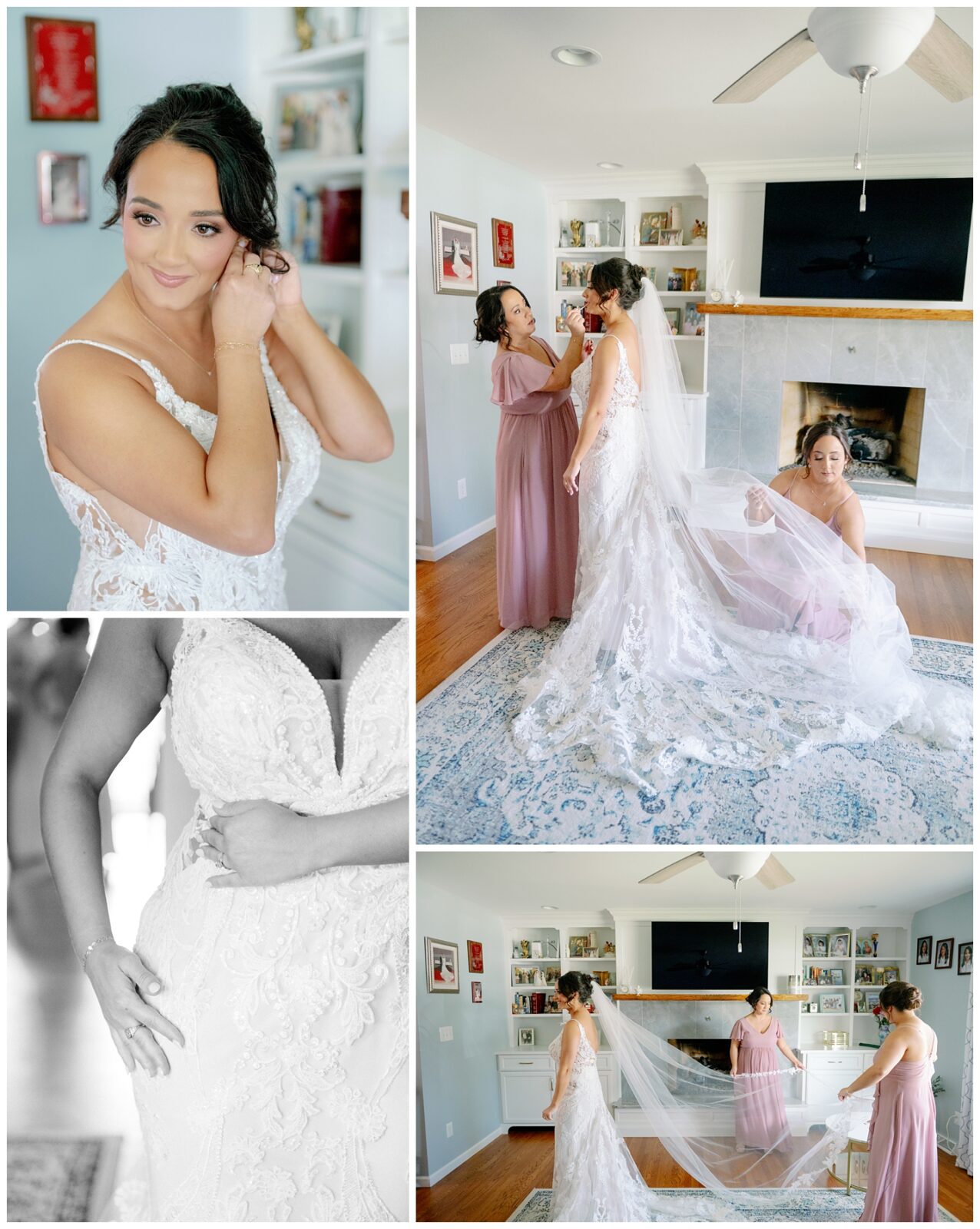 A bride gets ready for her Italian-inspired wedding at the Basilica of the Sacred Heart at Notre Dame.