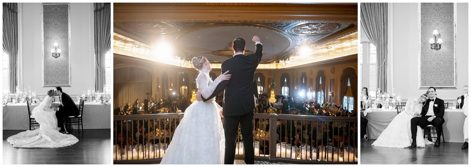 A bride and groom on the day of their Notre Dame wedding.