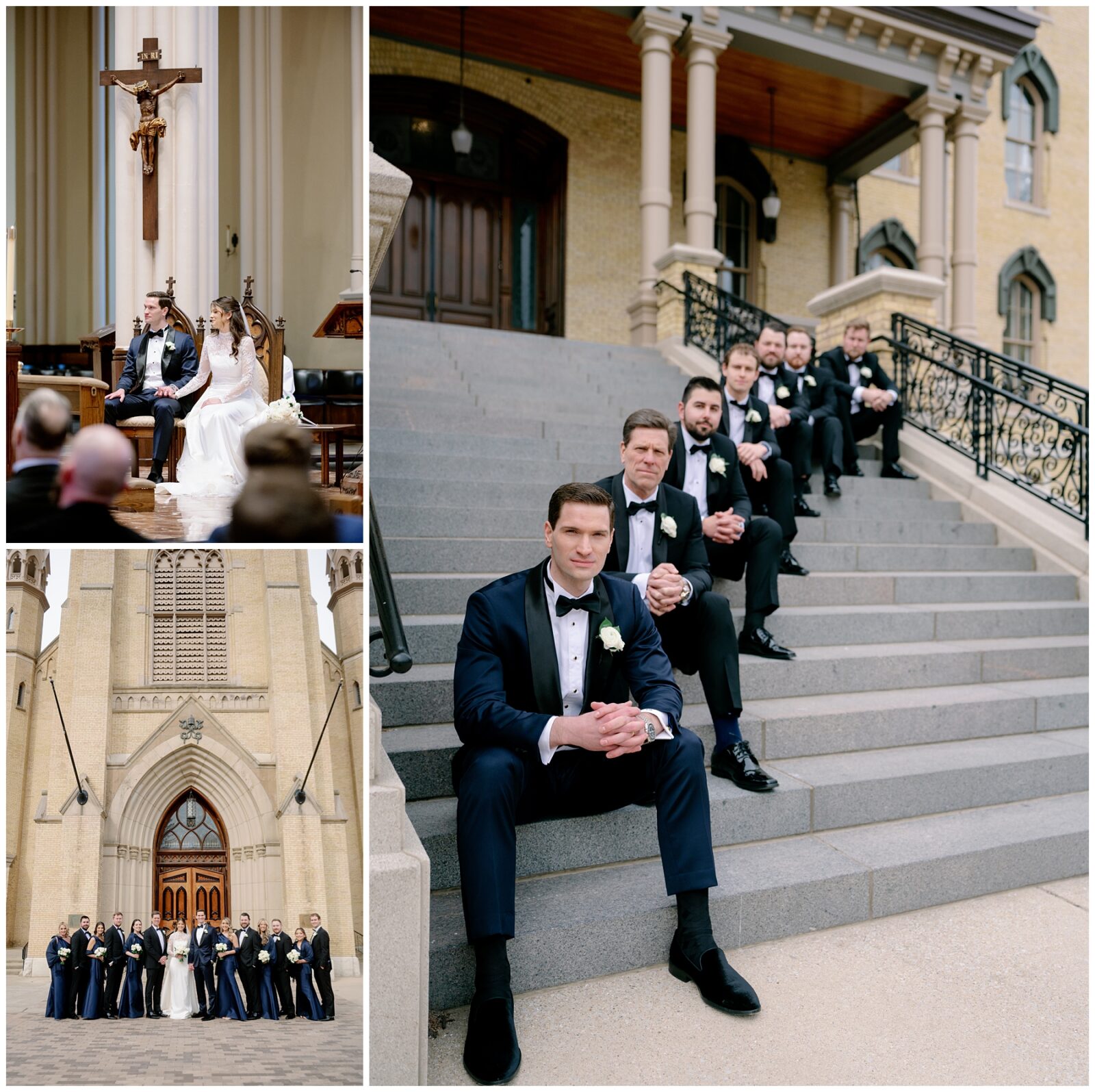 A newlywed couple takes wedding portraits around one of the best places to take wedding photos in South Bend